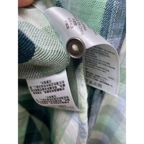 Tommy Bahama Mens Plaid Shirt XXL Cotton Short Sleeve Green Blue Button up - Picture 12 of 14